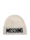 Moschino Logo-detail Ribbed Beanie In Neutral