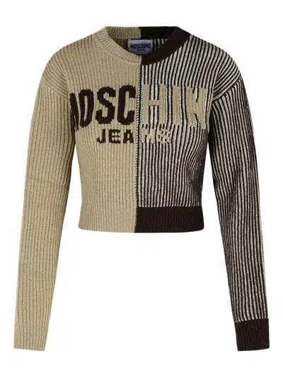 Moschino Logo-detail Ribbed Sweater In Brown