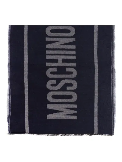 Moschino Logo-detail Scarf In Blue