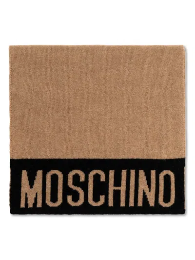 Moschino Logo-detail Scarf In Brown