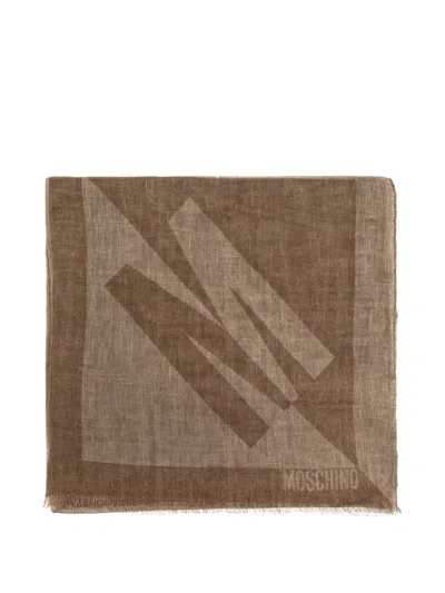 Moschino Logo-detail Scarf In Brown