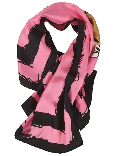 Moschino Logo Detail Scarf In Pink