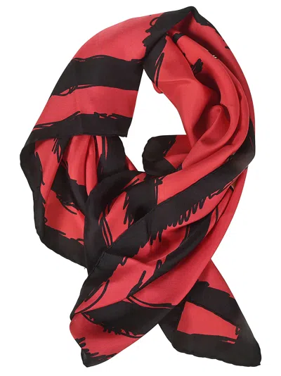 Moschino Logo Detail Scarf In Red