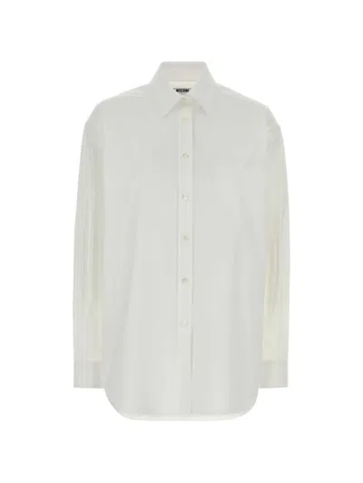 Moschino Stretch Poplin Shirt Long Sleeves Heart In White