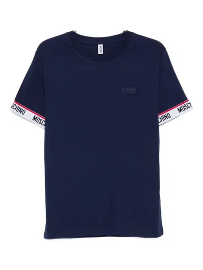 Moschino Logo-detail Sleeve T-shirt In Blue