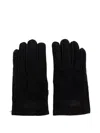 Moschino Logo-detail Suede Gloves In Black