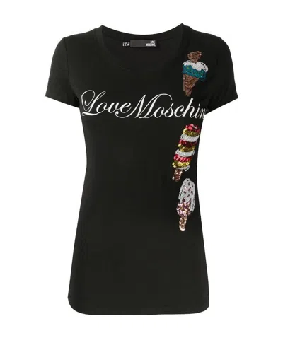 Moschino Logo Detail T-shirt In Black