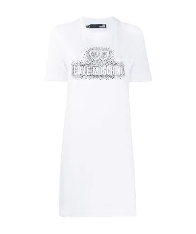 Moschino Logo Detail T-shirt Dress In White