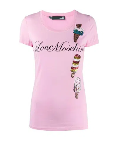 Moschino Logo Detail T-shirt In Pink