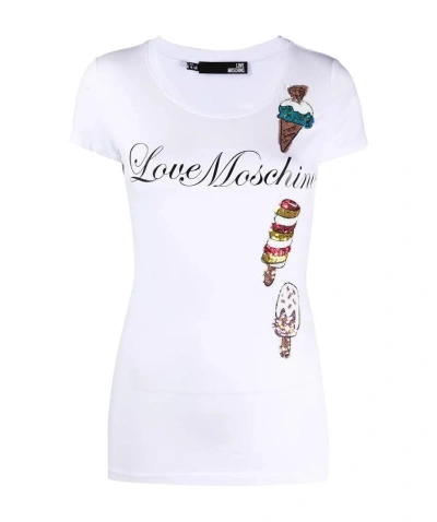 Moschino Logo Detail T-shirt In White