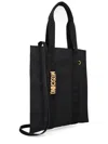 Moschino Tote Bag Rectangular Shape Dual Handles In Black