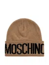 Moschino Logo-detail Wool Beanie In Brown