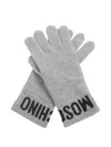 Moschino Logo-detail Wool Gloves In Gray