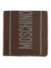 Moschino Logo-detail Wool Scarf In Brown