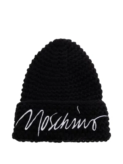 Moschino Logo-detailed Beanie In Black