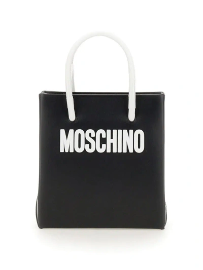 Moschino Logo Detailed Mini Tote Bag In Black