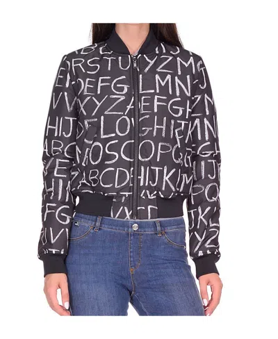 Moschino Logo Details Baseball Jacket In Black