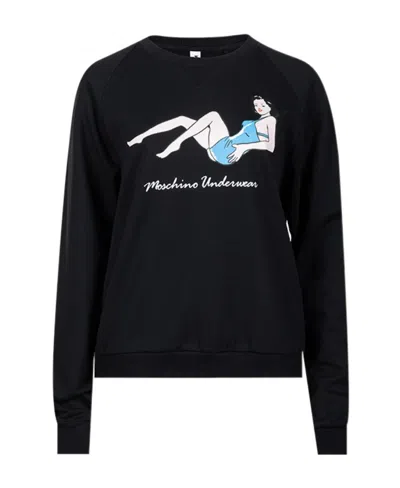 Moschino Logo Details Hoodie In Black