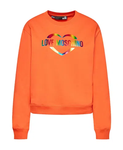Moschino Logo Details Hoodie In Orange