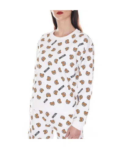 Moschino Logo Details Hoodie In White