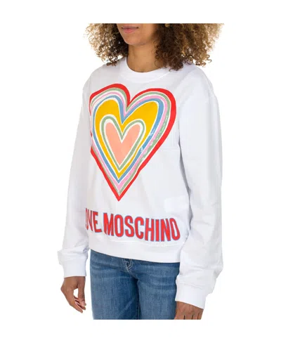 Moschino Logo Details Hoodie In White