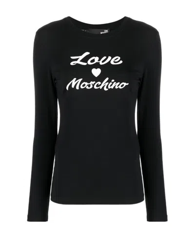 Moschino Logo Details Long-sleeved T-shirt In Black