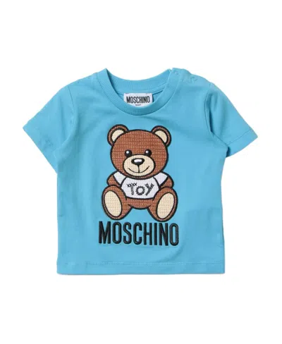 Moschino Logo Details Short-sleeved T-shirt In Blue