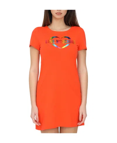 Moschino Logo Details T-shirt Dress In Orange
