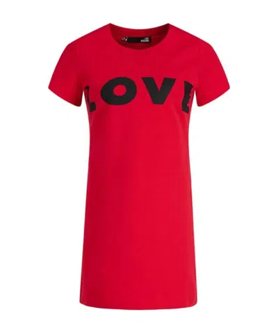 Moschino Logo Details T-shirt Dress In Red