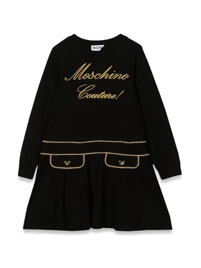 Moschino Kids' Logo Dress In Black