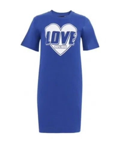 Moschino Logo Dress In Blue