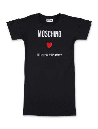 Moschino Kids' Dress Logo In Nero/black