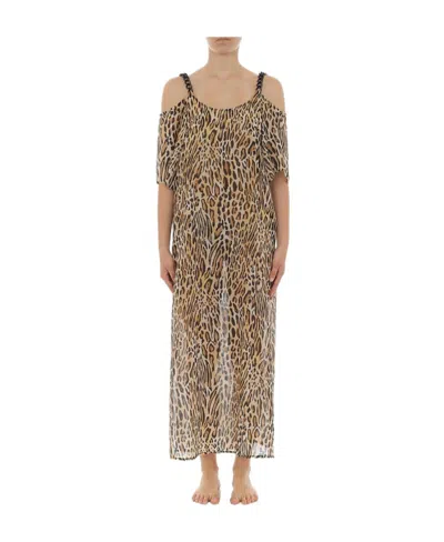 Moschino Logo Dress In Nude