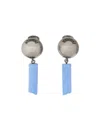 Moschino Logo Earrings In Blue