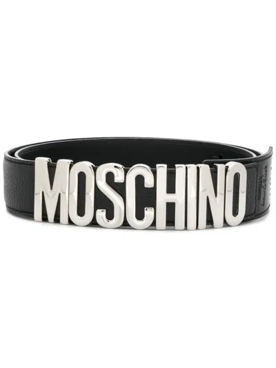 Moschino Logo-embellished Belt In Black