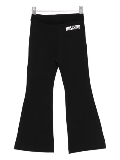 Moschino Logo-embellished Flared Trousers In Black