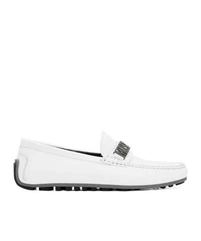 Moschino White Driver Loafers In 10b