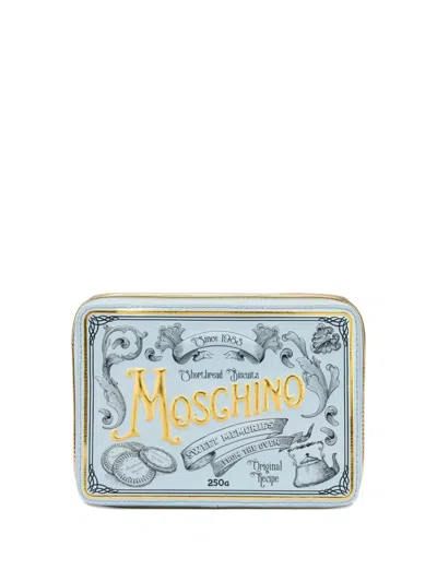 Moschino Logo-embossed Clutch In Blue