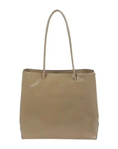 Moschino Logo Embossed Coated Leather Tote Bag Woman Handbag Beige Size - Lambskin