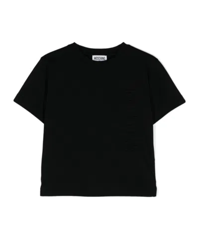 Moschino Logo-embossed Cotton T-shirt In Black