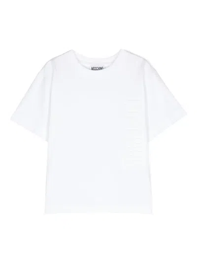 Moschino Kids' Logo-embossed Cotton T-shirt In White