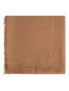 Moschino Logo-embossed Fringed Scarf In Brown
