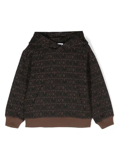 Moschino Kids' Logo-embossed Hoodie In Black