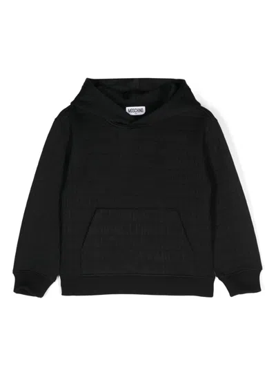 Moschino Kids' Logo-embossed Hoodie In Schwarz