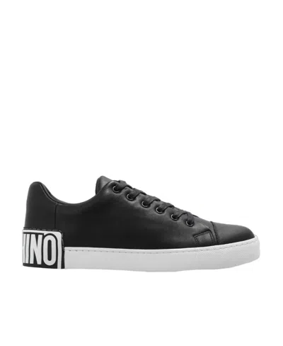 Moschino Logo-embossed Lace-up Sneakers In Black