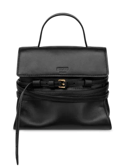 Moschino Tie Me Shoulder Bag In Black