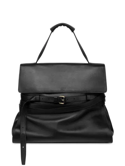 Moschino Logo-embossed Leather Shoulder Bag In Black
