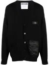 Moschino Logo-embossed Ribbed-knit Cardigan In Black