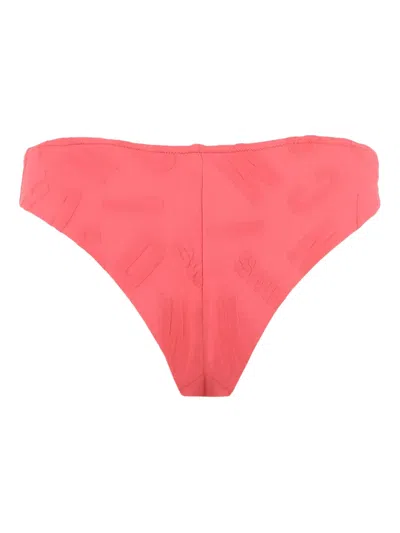 Moschino Logo-embossed Ring-detail Bikini Bottom In Pink