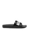 Moschino Men's Rubber Slides With Logo Branding In Black